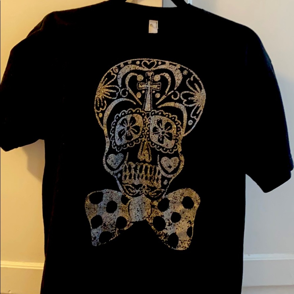Mondo Guerra Sugar Skull Glitter Tee, L